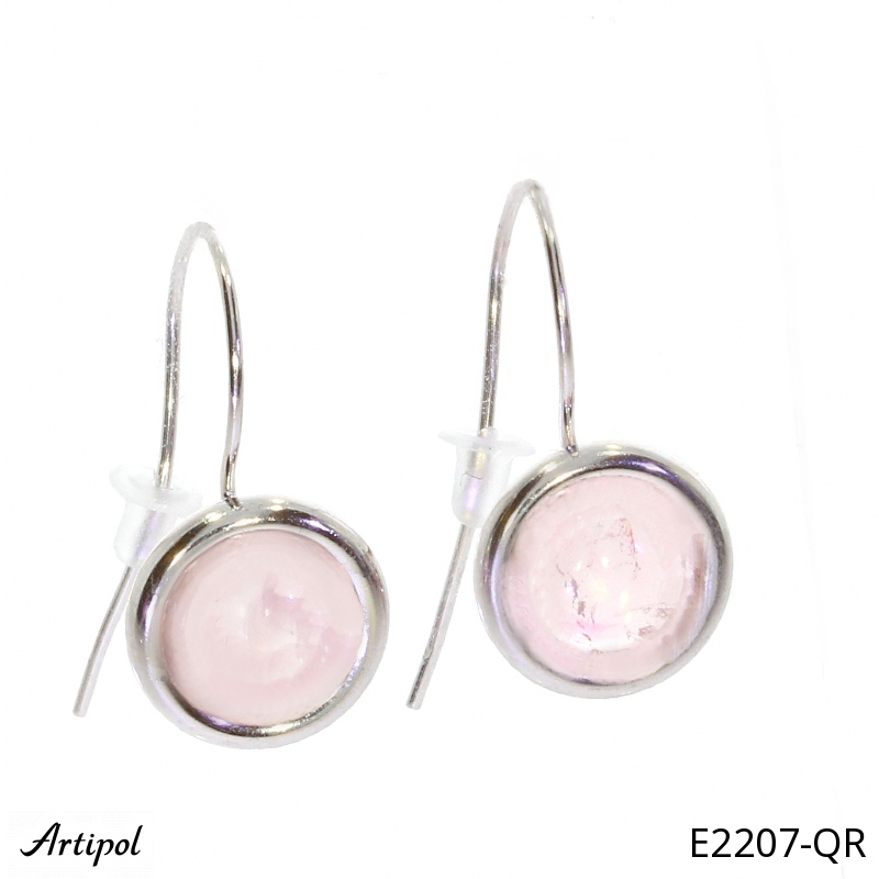 Earrings E2207-QR with real Rose quartz