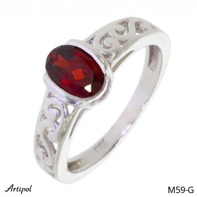 Ring M59-G with real Red garnet