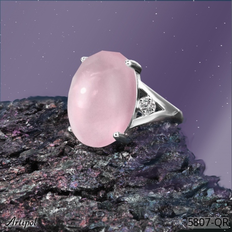 Ring 5807-QR mit echter Rosenquarz
