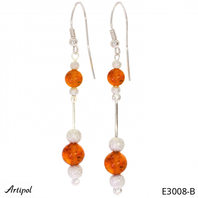 Earrings E3008-B with real Amber
