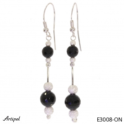 Earrings E3008-ON with real Black onyx