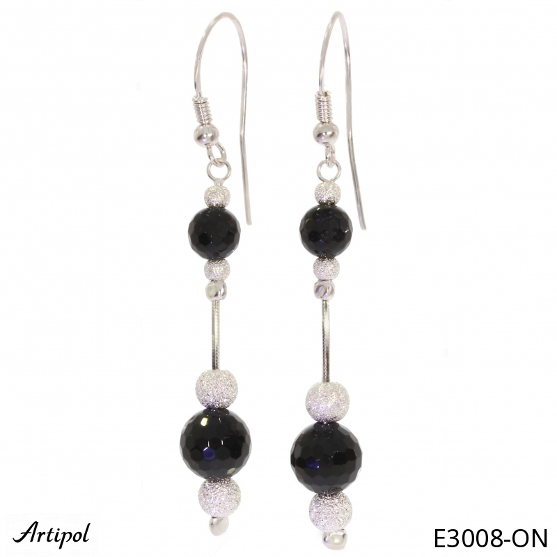 Boucles d'oreilles E3008-ON en Onyx noir véritable