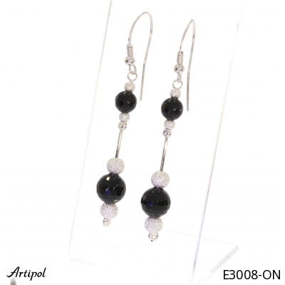 Earrings E3008-ON with real Black Onyx