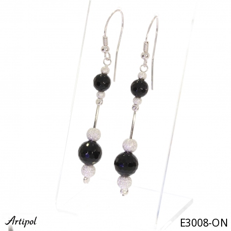 Boucles d'oreilles E3008-ON en Onyx noir véritable