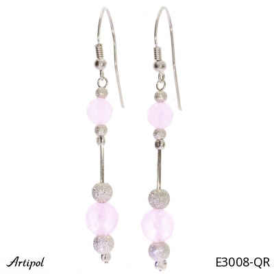 Ohrringe E3008-QR mit echter Rosenquarz