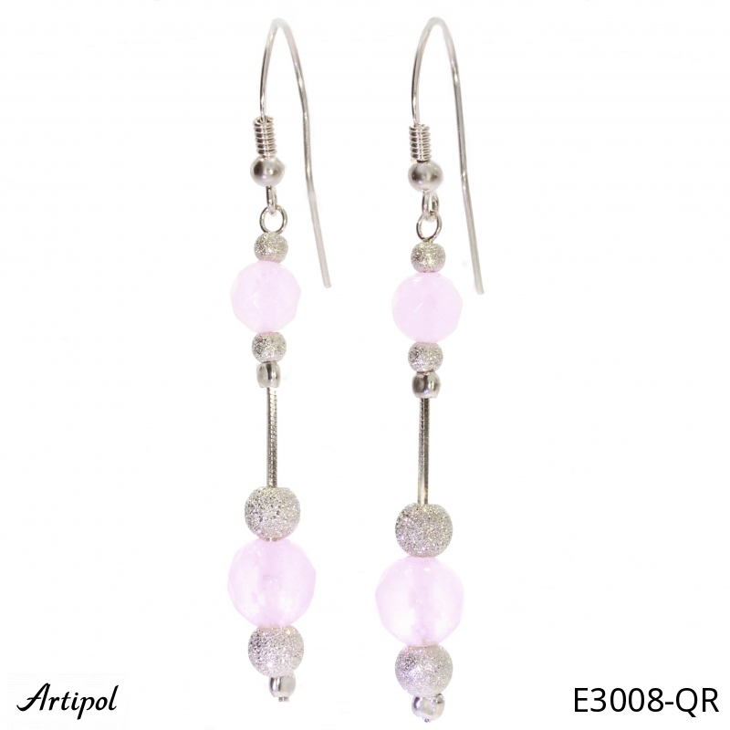 Earrings E3008-QR with real Rose quartz