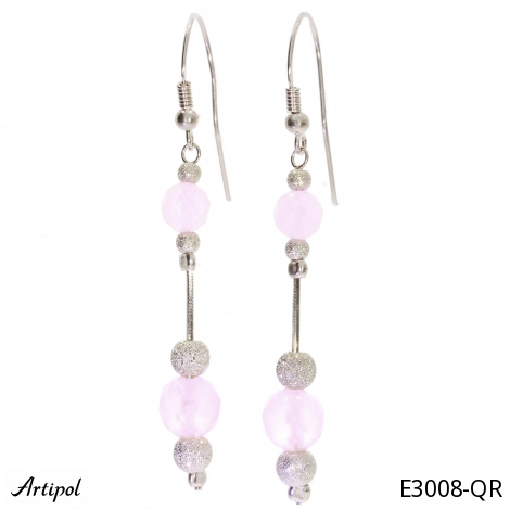Earrings E3008-QR with real Rose Quartz