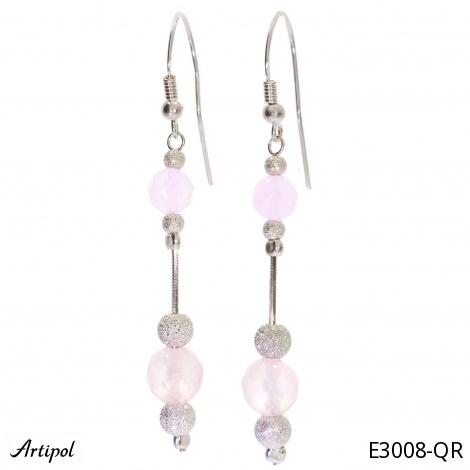 Earrings E3008-QR with real Rose quartz