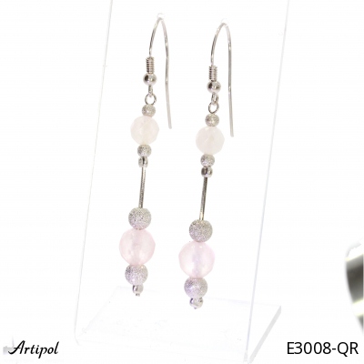 Earrings E3008-QR with real Rose quartz