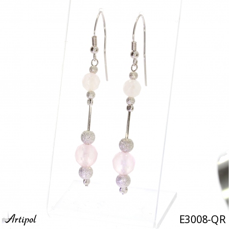 Boucles d'oreilles E3008-QR en Quartz rose véritable