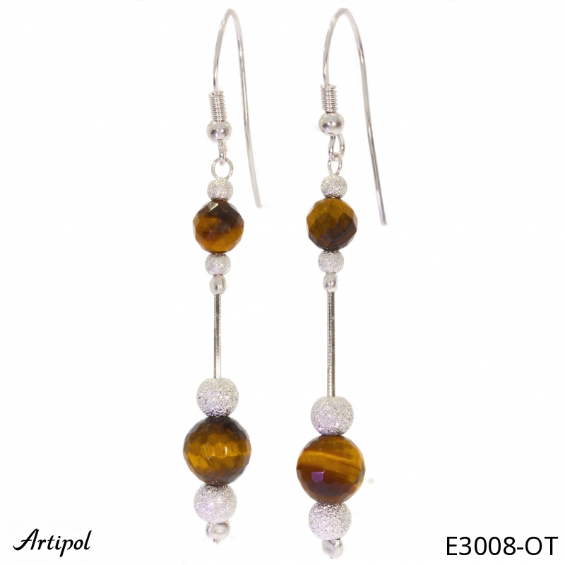 Earrings E3008-OT with real Tiger's eye