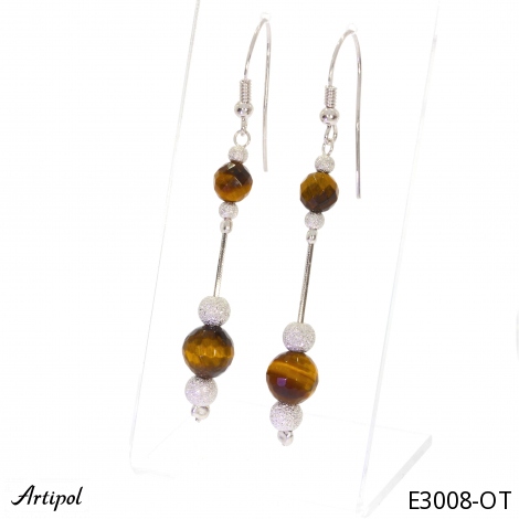 Earrings E3008-OT with real Tiger's eye