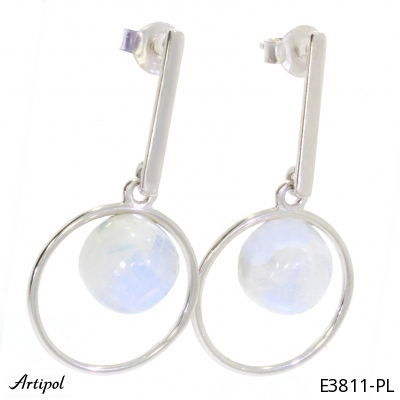 Earrings E3811-PL with real Rainbow Moonstone