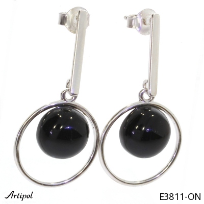 Earrings E3811-ON with real Black onyx