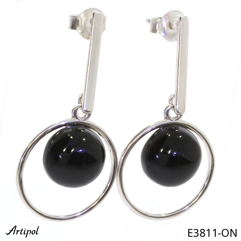 Boucles d'oreilles E3811-ON en Onyx noir véritable