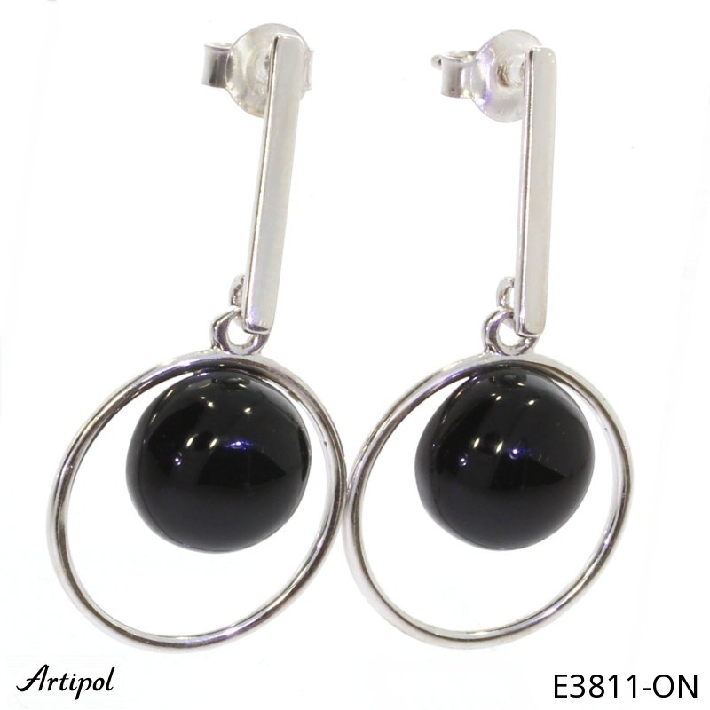 Earrings E3811-ON with real Black Onyx