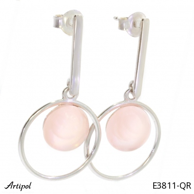 Earrings E3811-QR with real Rose quartz