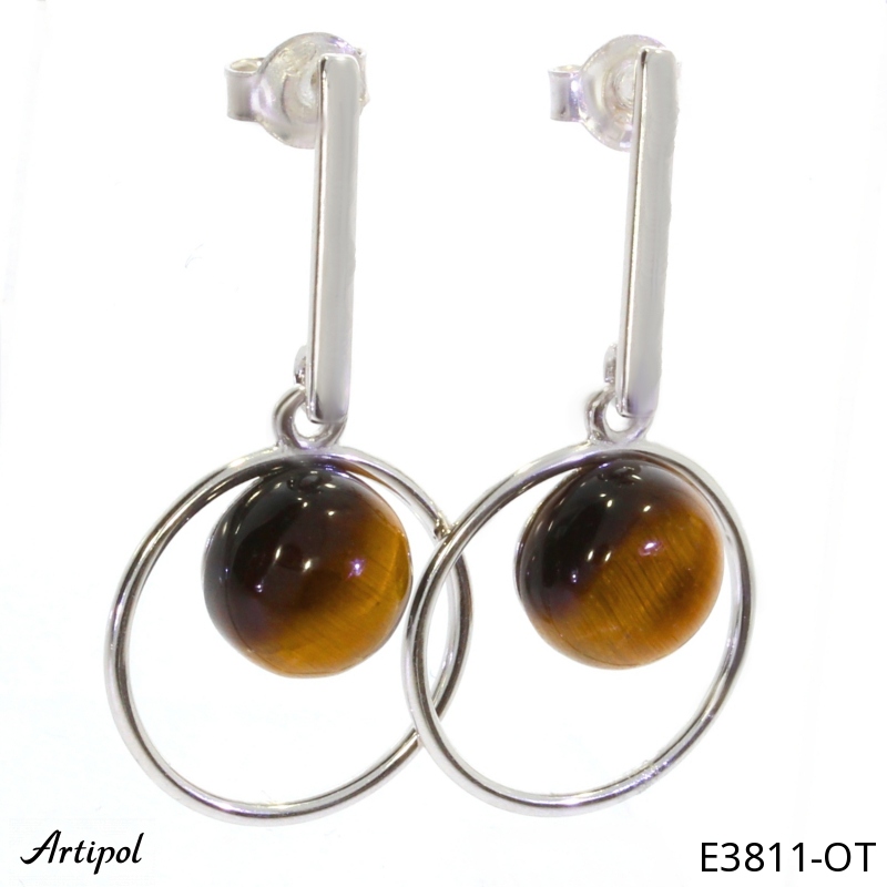 Boucles d'oreilles E3811-OT en Oeil de tigre véritable