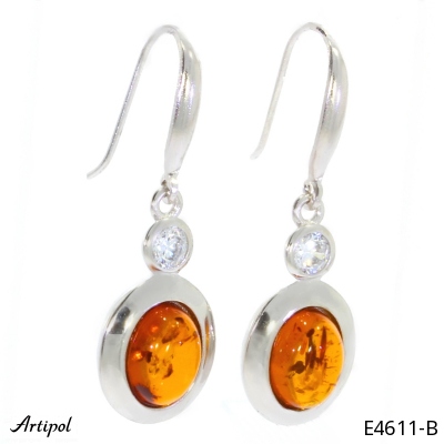 Earrings E4611-B with real Amber
