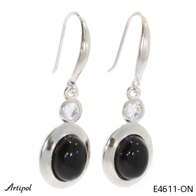 Earrings E4611-ON with real Black onyx
