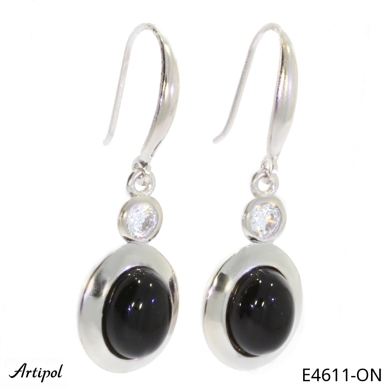 Earrings E4611-ON with real Black Onyx