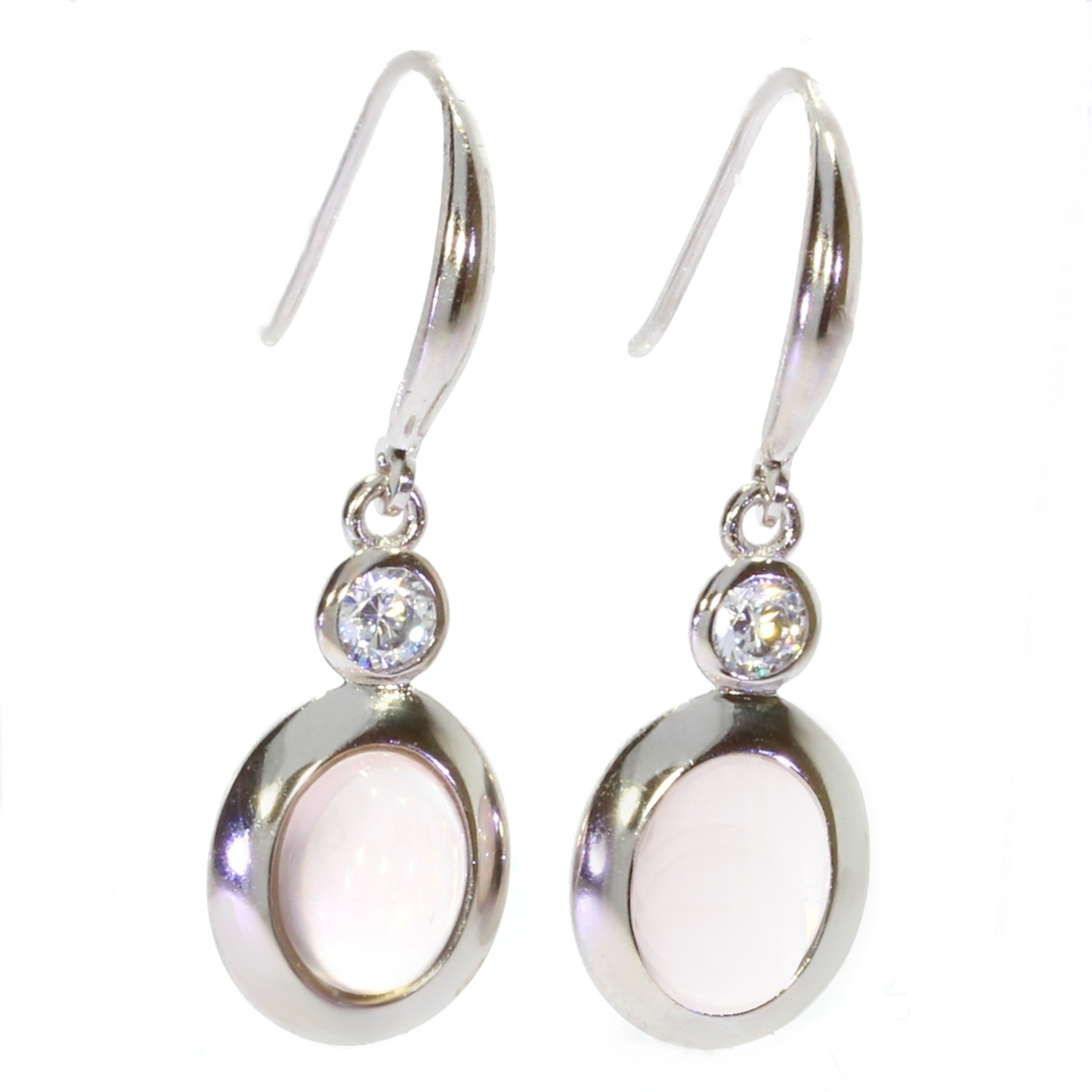 Boucles D'oreilles Puces En Quartz Rose 6MM - Monture Argent Massif 925 Rhodié - Neuf Avec étiquettes