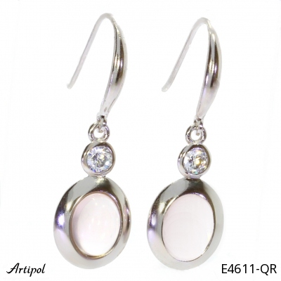 Earrings E4611-QR with real Rose quartz