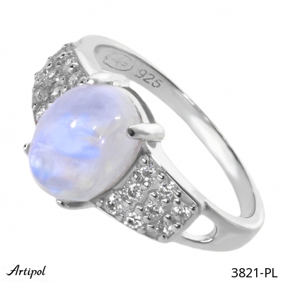 Ring 3821-PL with real Rainbow Moonstone