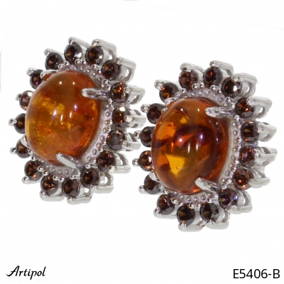 Earrings E5406-B with real Amber