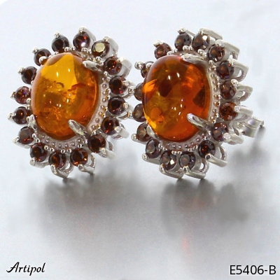 Earrings E5406-B with real Amber