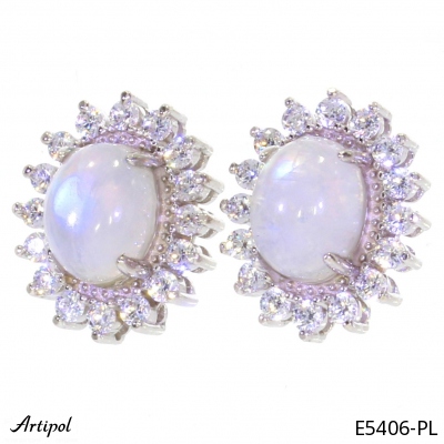 Earrings E5406-PL with real Rainbow Moonstone