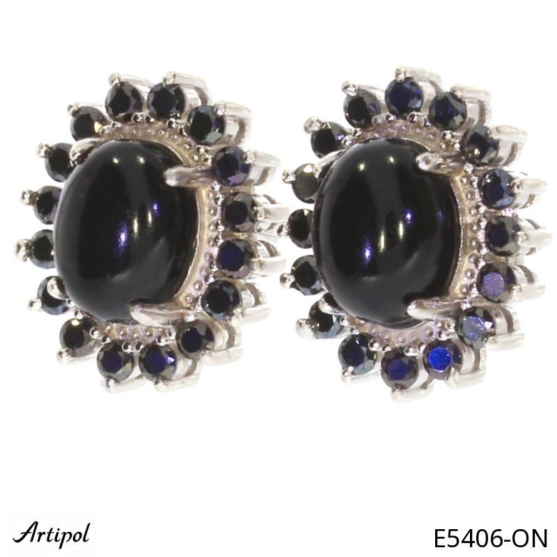 Earrings E5406-ON with real Black Onyx