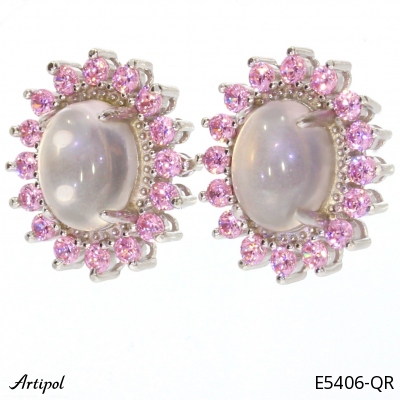 Earrings E5406-QR with real Rose quartz