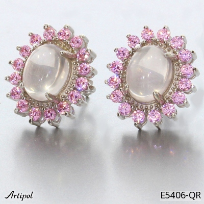Earrings E5406-QR with real Rose quartz