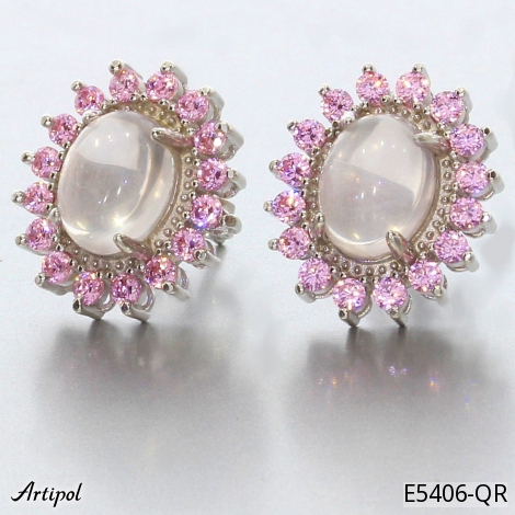 Earrings E5406-QR with real Rose Quartz