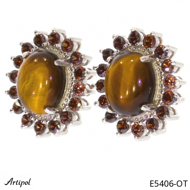 Earrings E5406-OT with real Tiger's eye