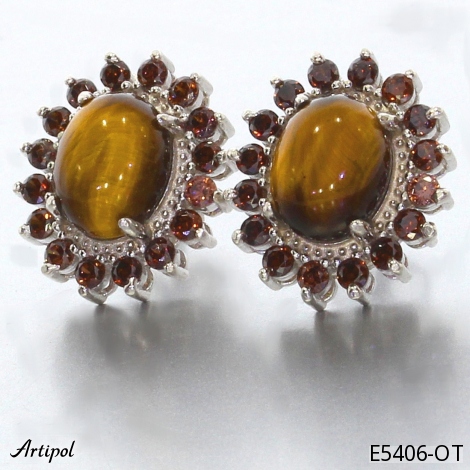 Boucles d'oreilles E5406-OT en Oeil de tigre véritable