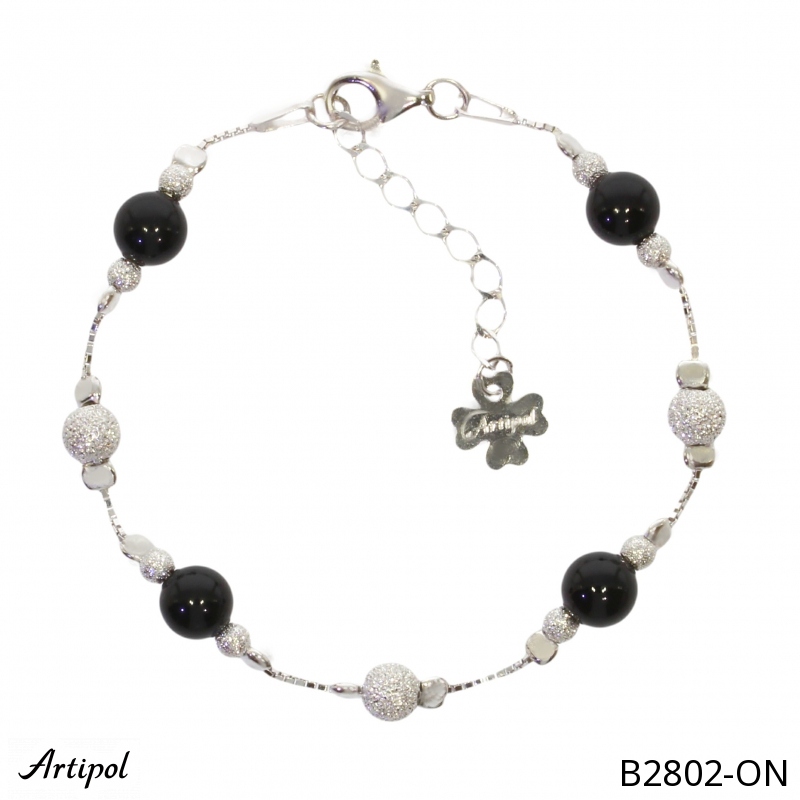 Bracelet B2802-ON en Onyx noir véritable