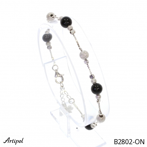 Bracelet B2802-ON en Onyx noir véritable