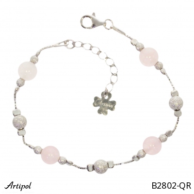 Bracelet B2802-QR with real Rose quartz