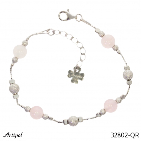 Bracelet B2802-QR with real Rose quartz