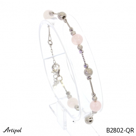 Armreif B2802-QR mit echter Rosenquarz