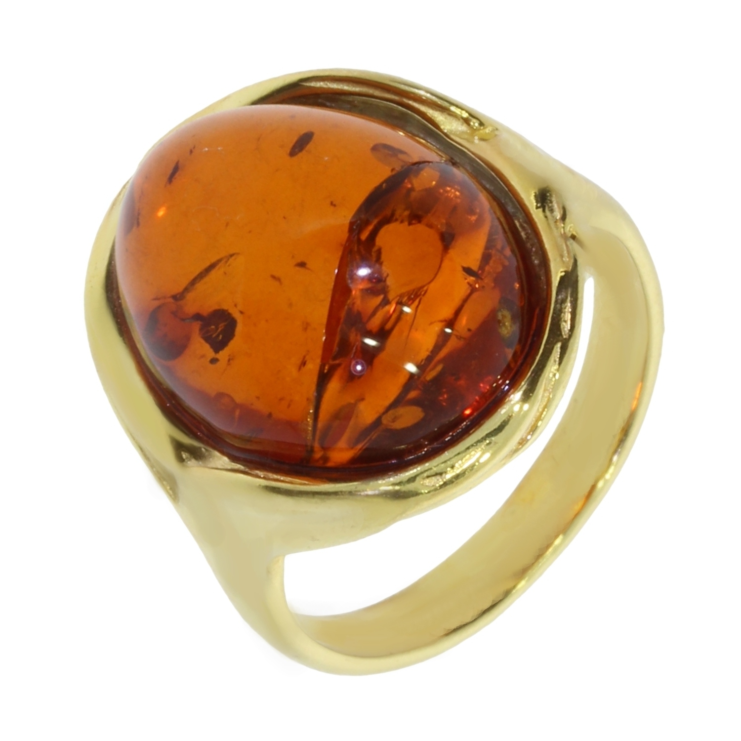 Bague Vintage En Argent Massif 925 Avec Ambre Véritable - Taille 57 - Ancienne Et Parfaite