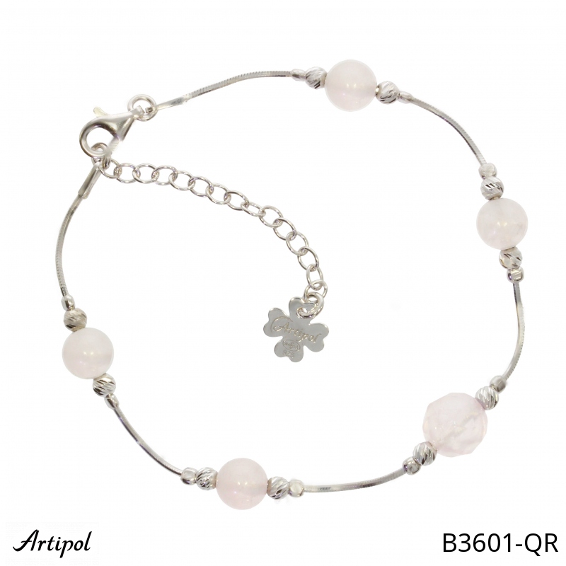 Bracelet B3601-QR with real Rose quartz