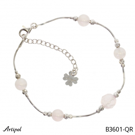 Armreif B3601-QR mit echter Rosenquarz