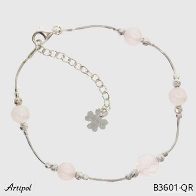 Bracelet B3601-QR with real Rose quartz