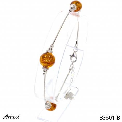 Armreif B3801-B mit echter Bernstein