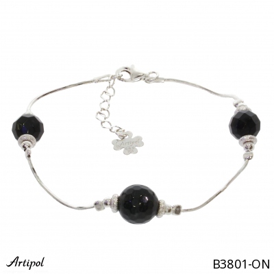 Bracelet B3801-ON en Onyx noir véritable