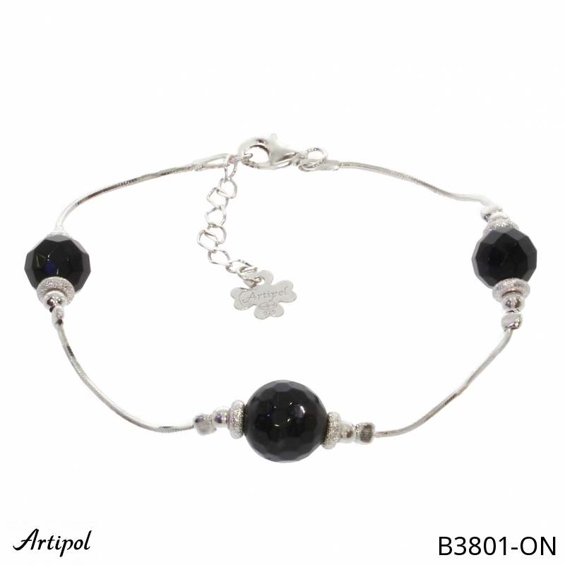 Armreif B3801-ON mit echter Schwarzem Onyx