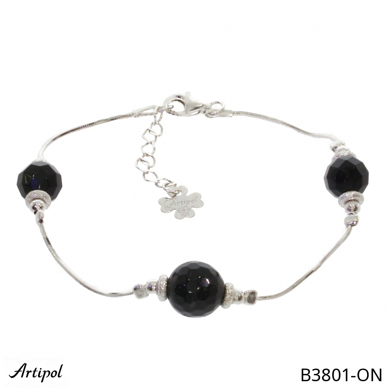 Bracelet B3801-ON en Onyx noir véritable